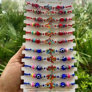 FLAPI 12 Pack Evil Eye Colorful Amulet Necklace